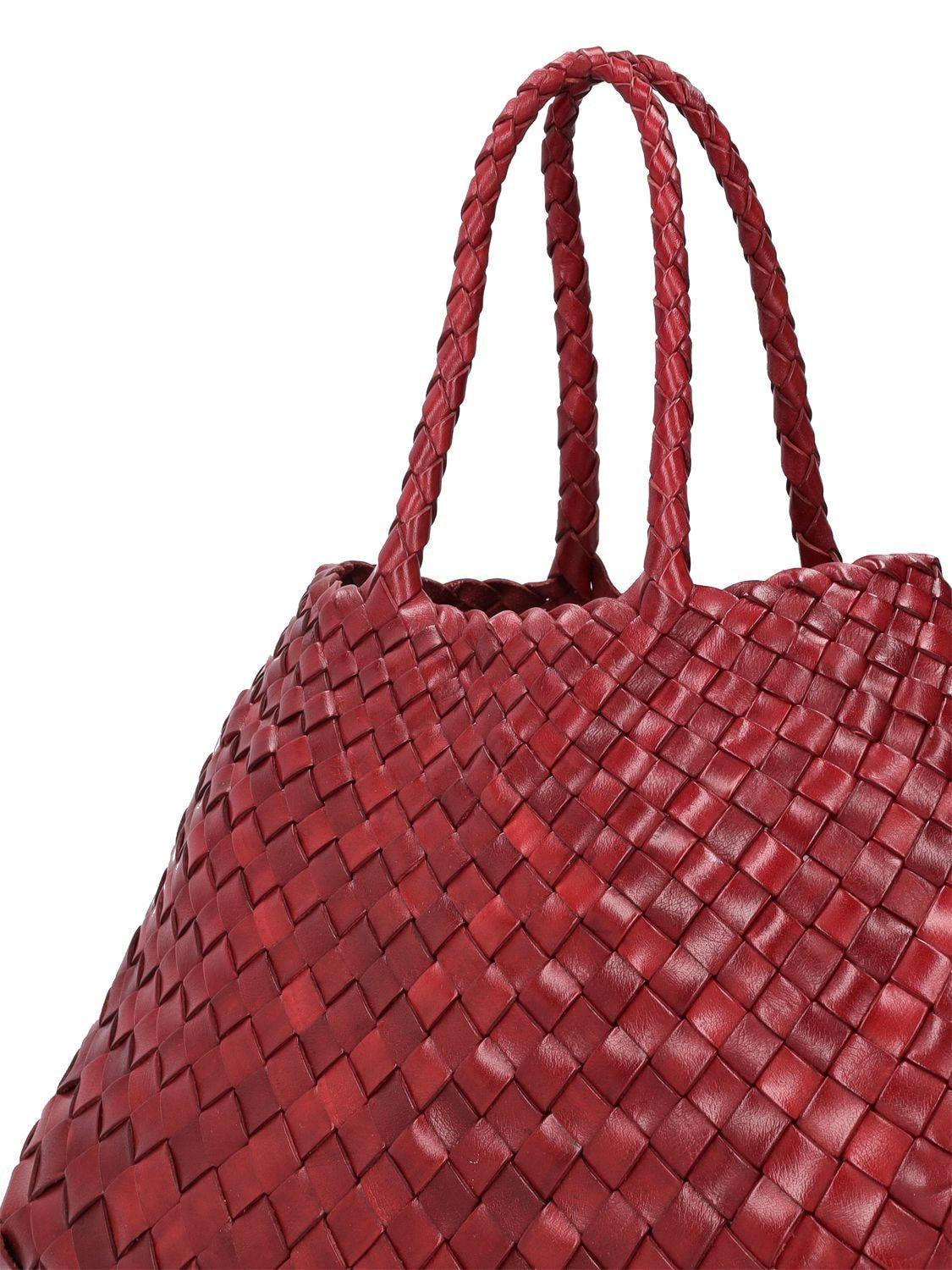 Dragon Diffusion - Santa Croce Small Red Woven Leather Bag