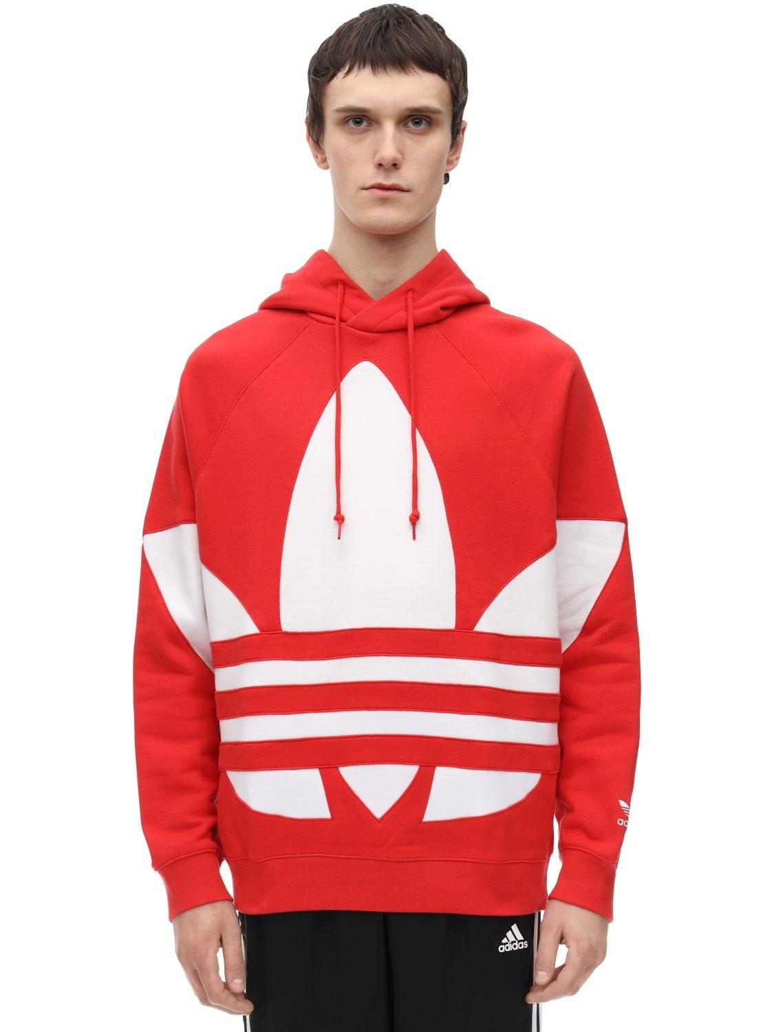 adidas Originals Big Trefoil Jersey Sweatshirt Hoodie in Red for ...