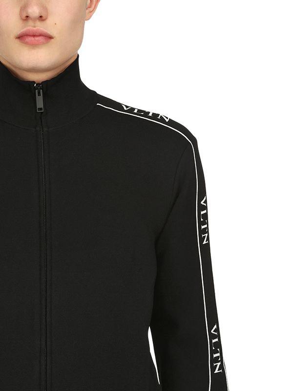 Valentino Synthetic Vltn Viscose Knit Zip-up Track Jacket in Black for ...