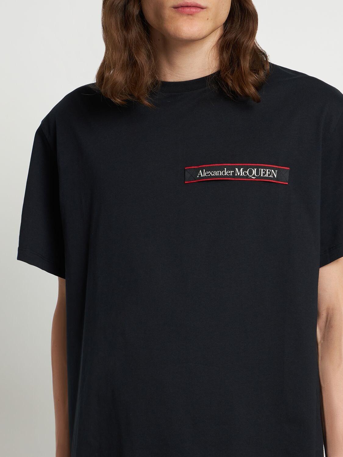 Herren Bekleidung T-Shirts Kurzarm T-Shirts Alexander McQueen Baumwolle T-shirt Aus Baumwolle Mit Logodruck in Schwarz für Herren 