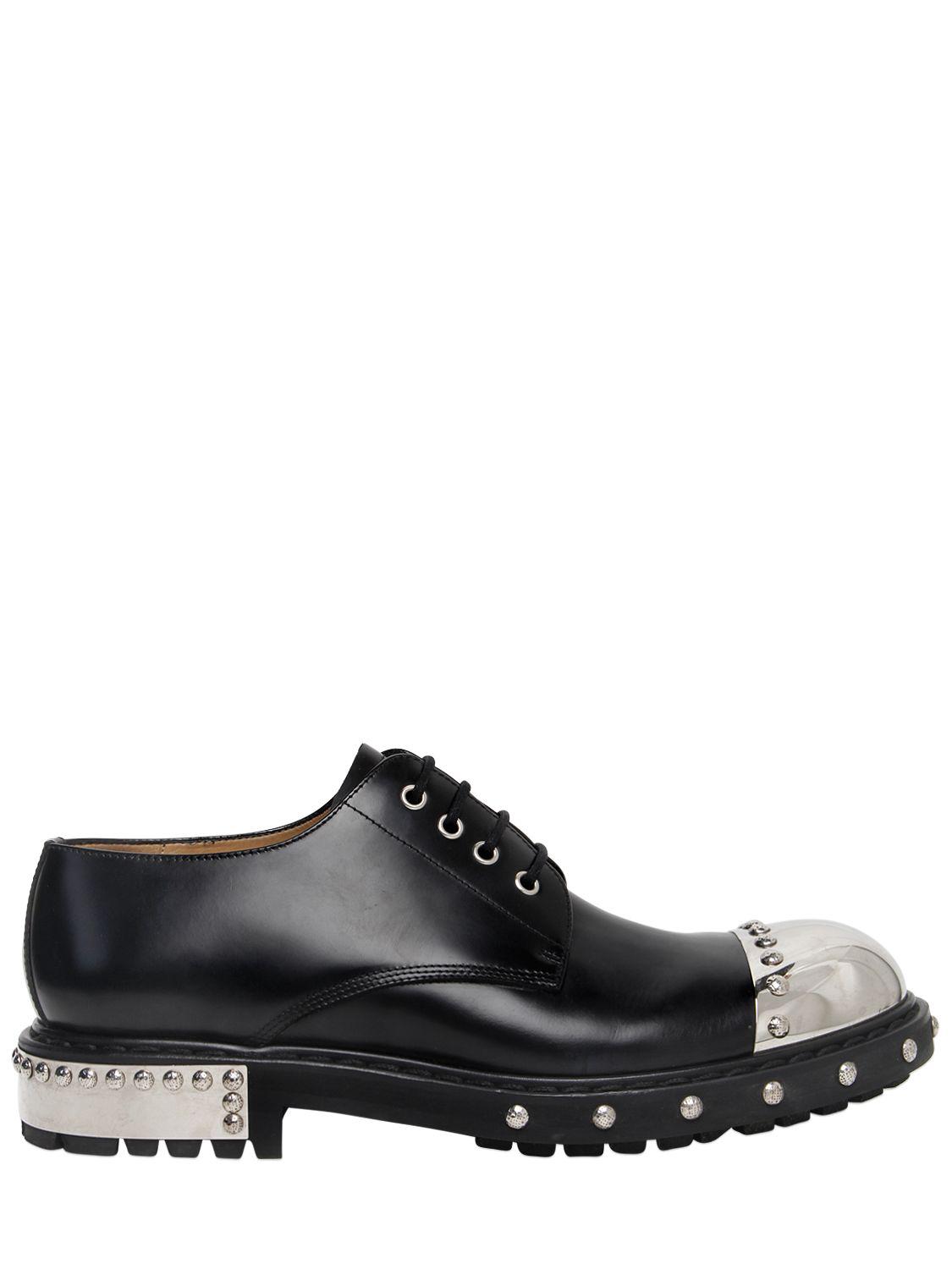 Alexander McQueen Metal Toe Leather Derby Lace-up Shoes in Black for ...