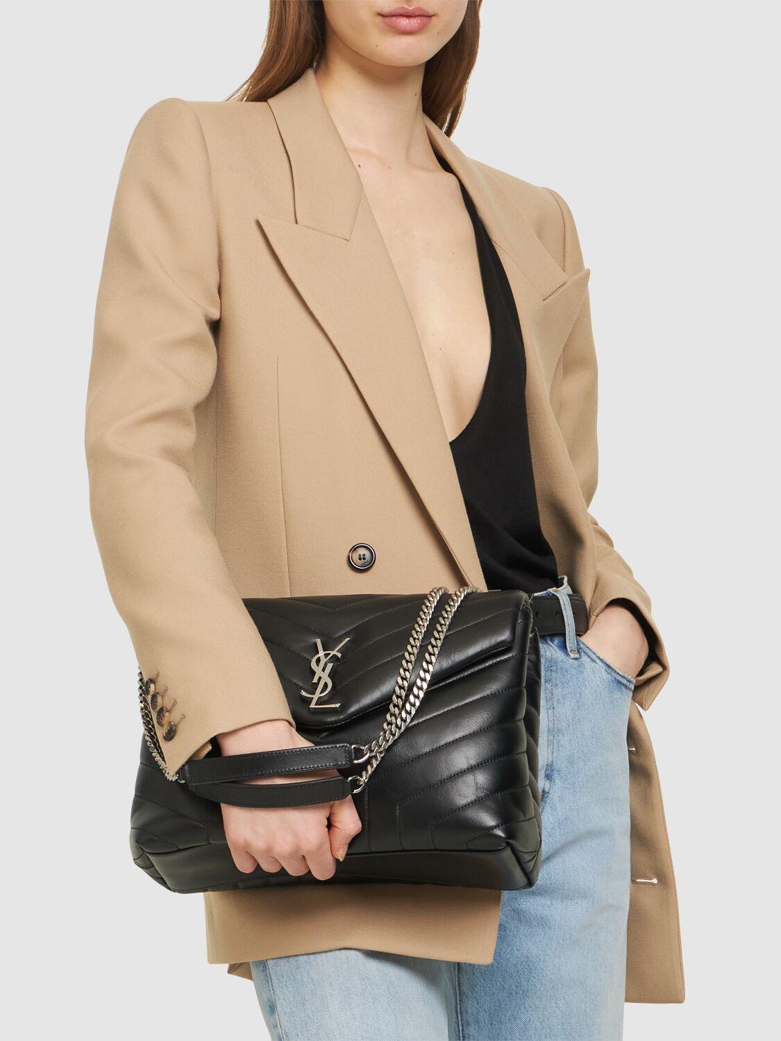 Sac Porte Epaule Moyen En Cuir Matelasse loulou Saint Laurent en coloris Noir Lyst