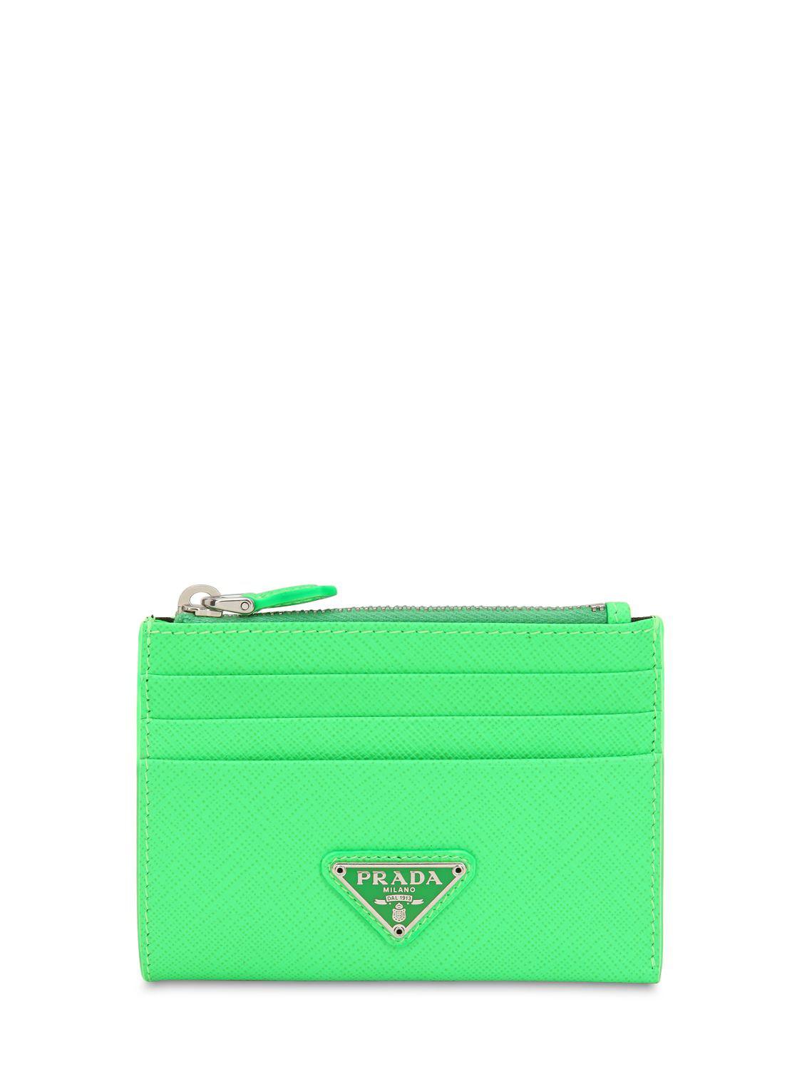 Emerald Green Saffiano Leather Pouch | PRADA