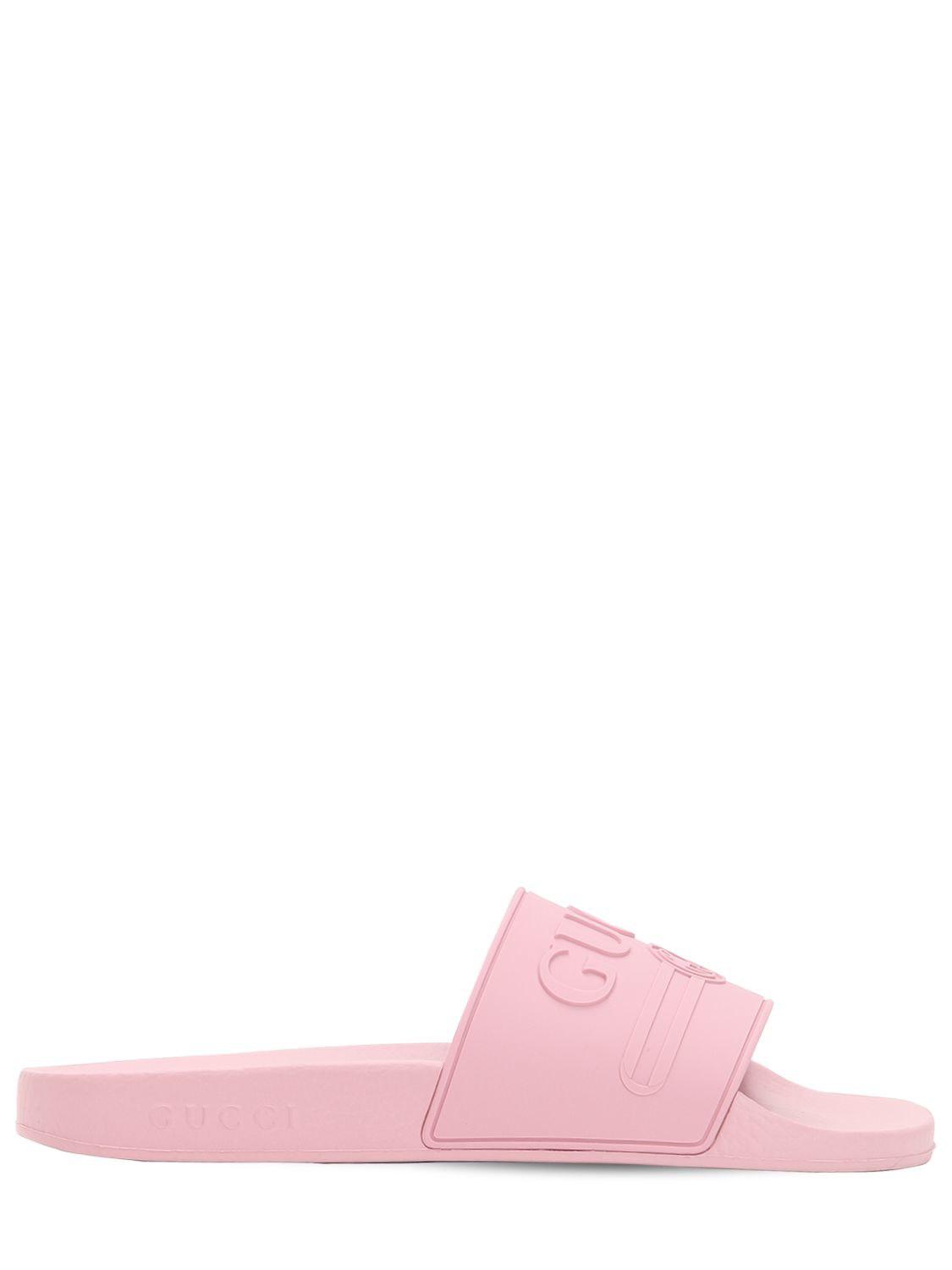 bright pink gucci slides