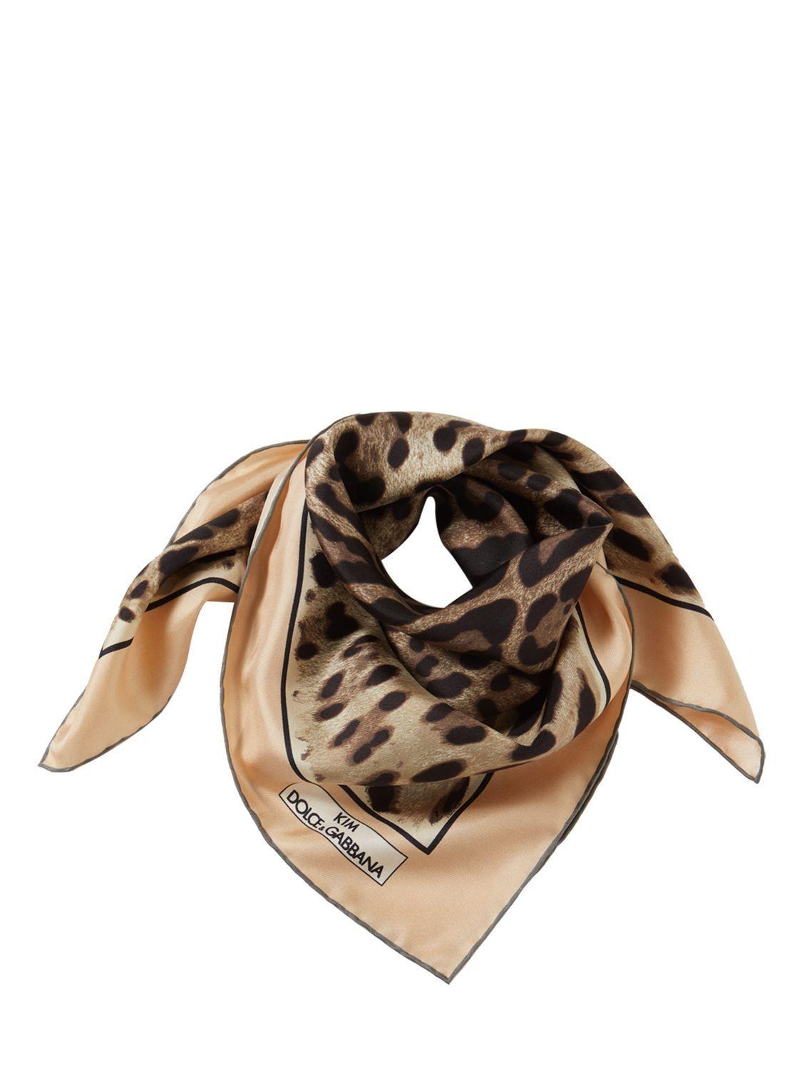 Dolce & Gabbana Leo Printed Silk Twill Foulard in Metallic | Lyst
