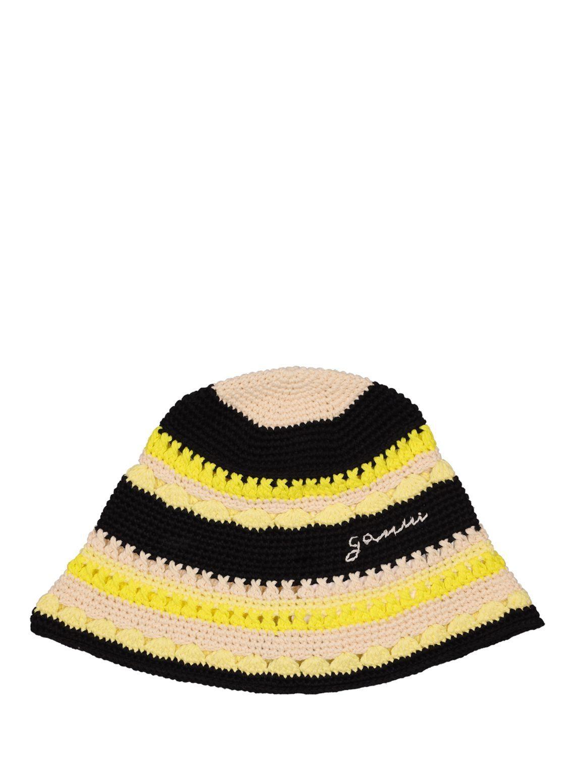 Logo cotton crochet bucket hat