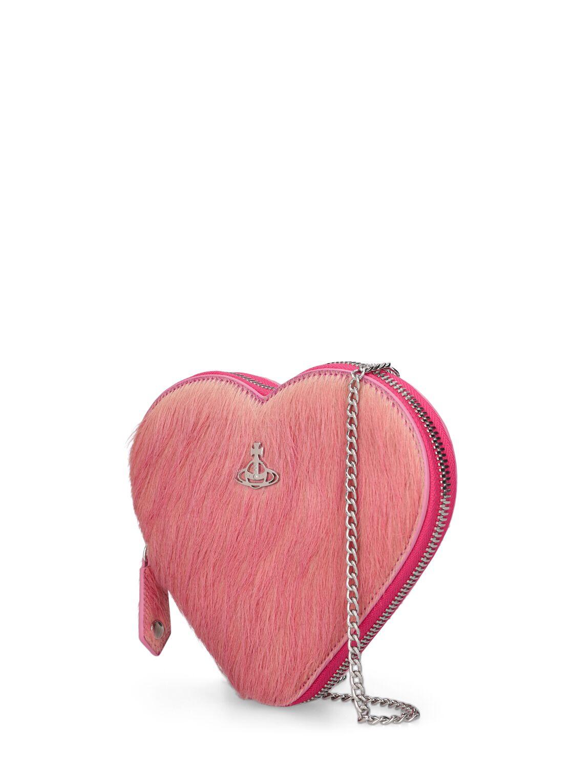 Vivienne Westwood Heart Ponyhair Crossbody Bag in Pink | Lyst