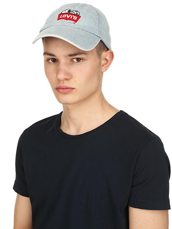 Levi's Snoopy Embroidered Denim Baseball Hat in Blue for Men | Lyst