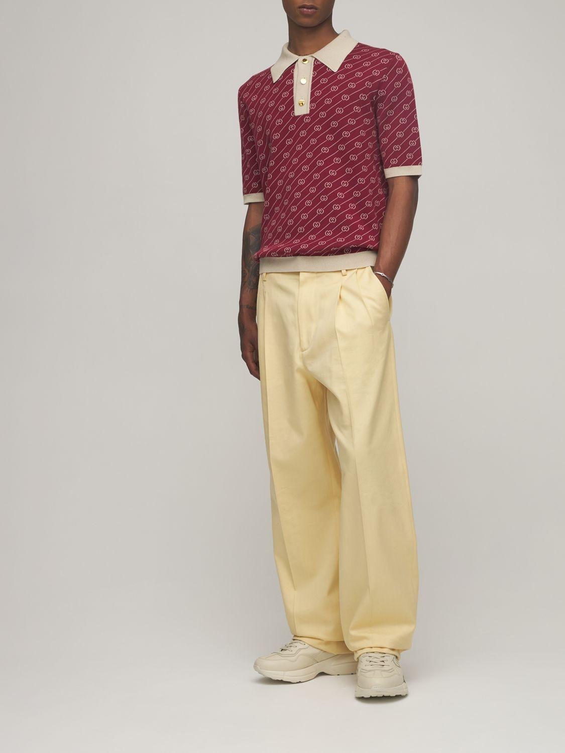 Gucci Gg Diagonal Silk Jacquard Polo in Bordeaux (Red) for Men | Lyst Gucci Gg Diagonal Silk Jacquard Polo in Bordeaux (Red) for Men | Lyst