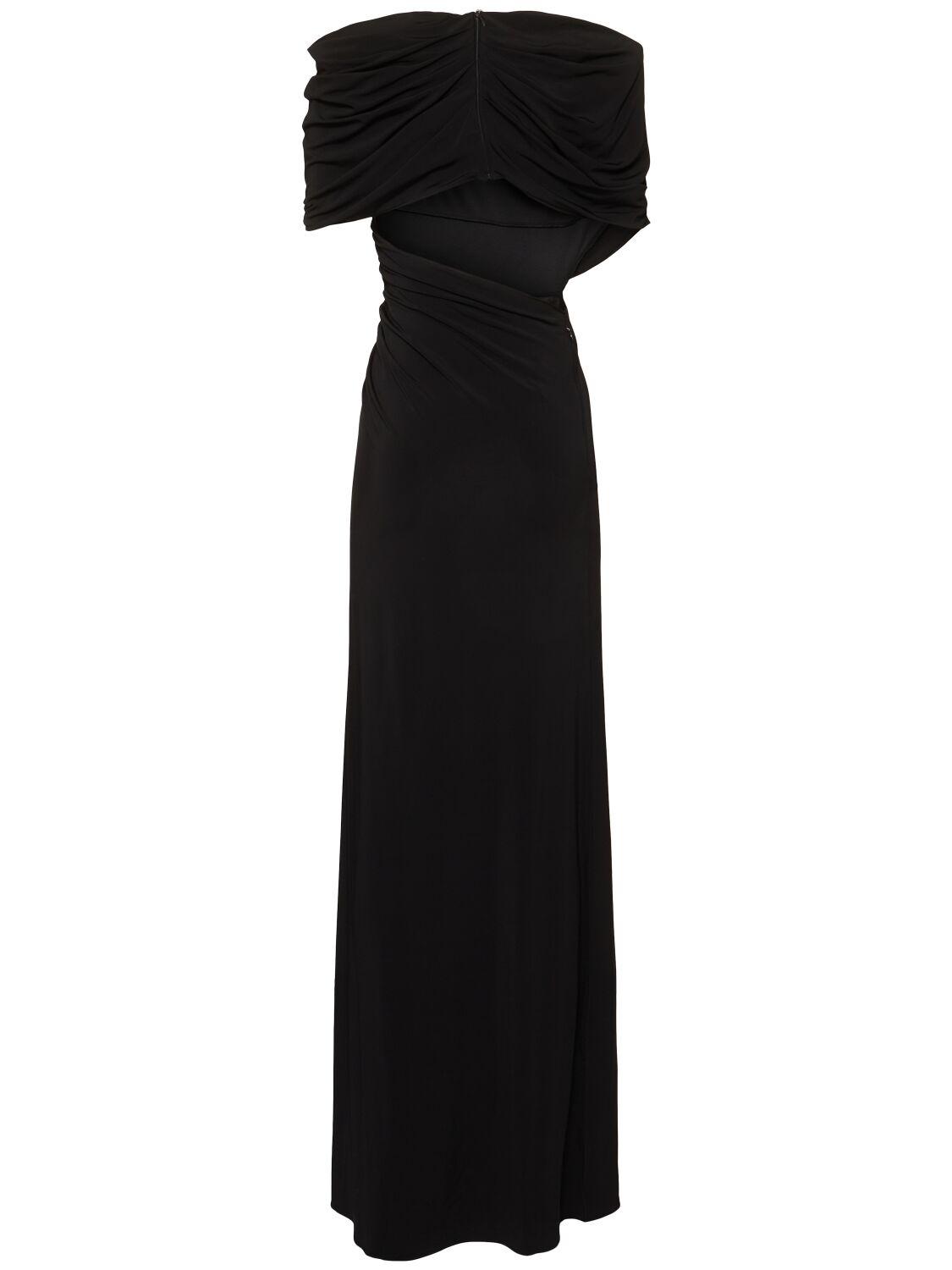 Stella McCartney レディース ブラック ドレープジャージーケープ  