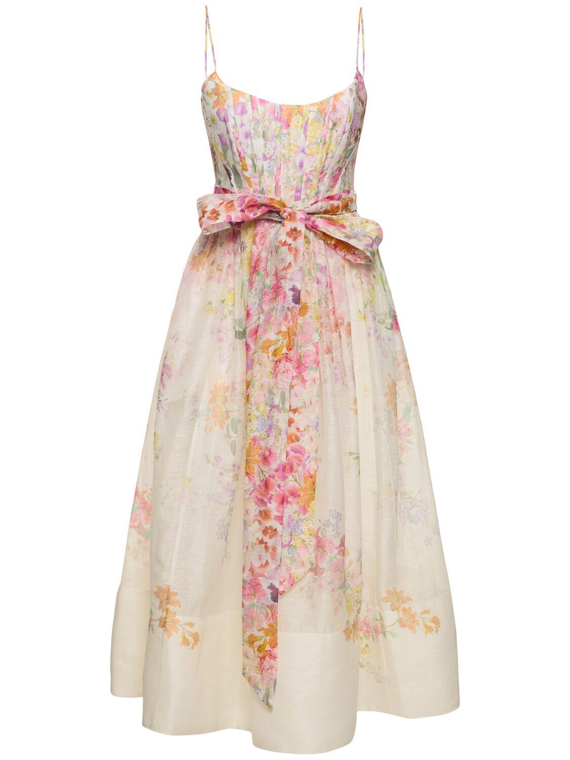 【Zimmermann】Natura linen and silk corset dress Natura linen and silk corset dress in blue - Zimmermann