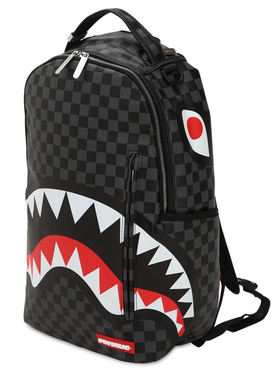 Sprayground Checkered Shark In Paris Backpack in Black for Men | Lyst
