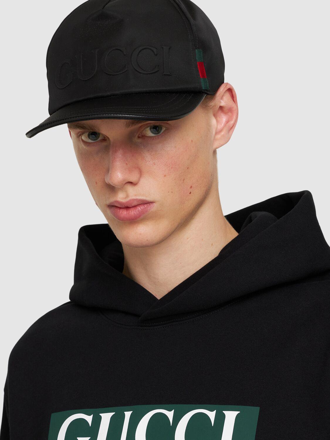 Gucci メンズ ブラック ナイロンキャップ キャップ