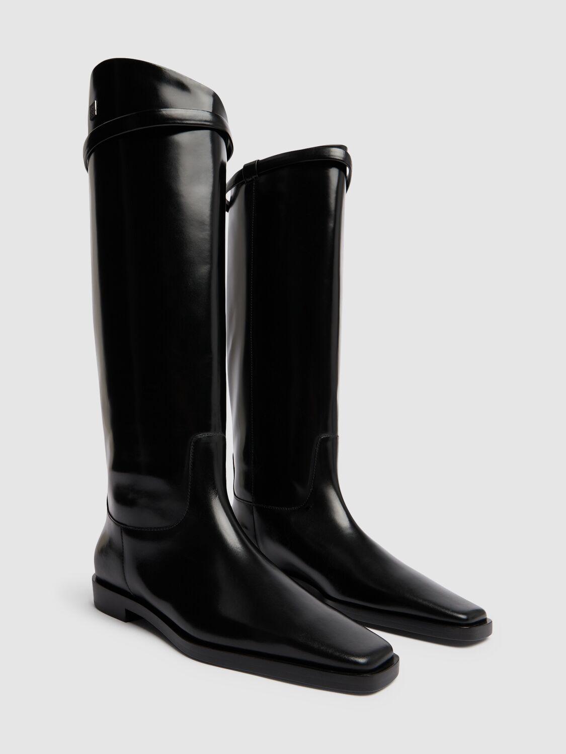 TOTEME レディース ブラック The Riding レザーロングブーツ 10mm ブーツ