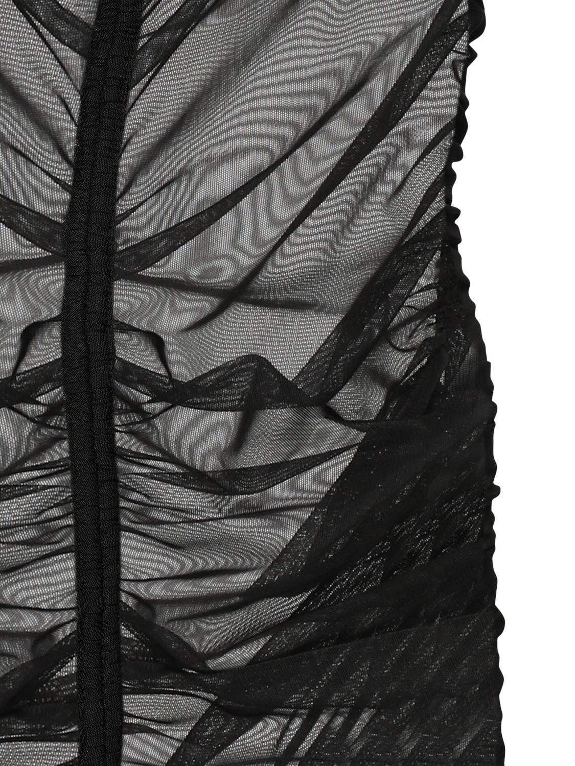 Ruched tulle sheer mini dress Clearance