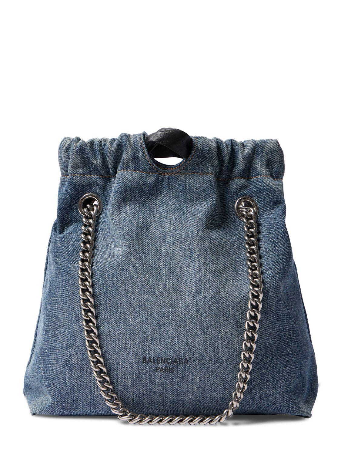 BALENCIAGA CRUSH スモールトートバッグ デニム　新品 送料関税込□BALENCIAGA□Crush スモール デニム トートバッグ