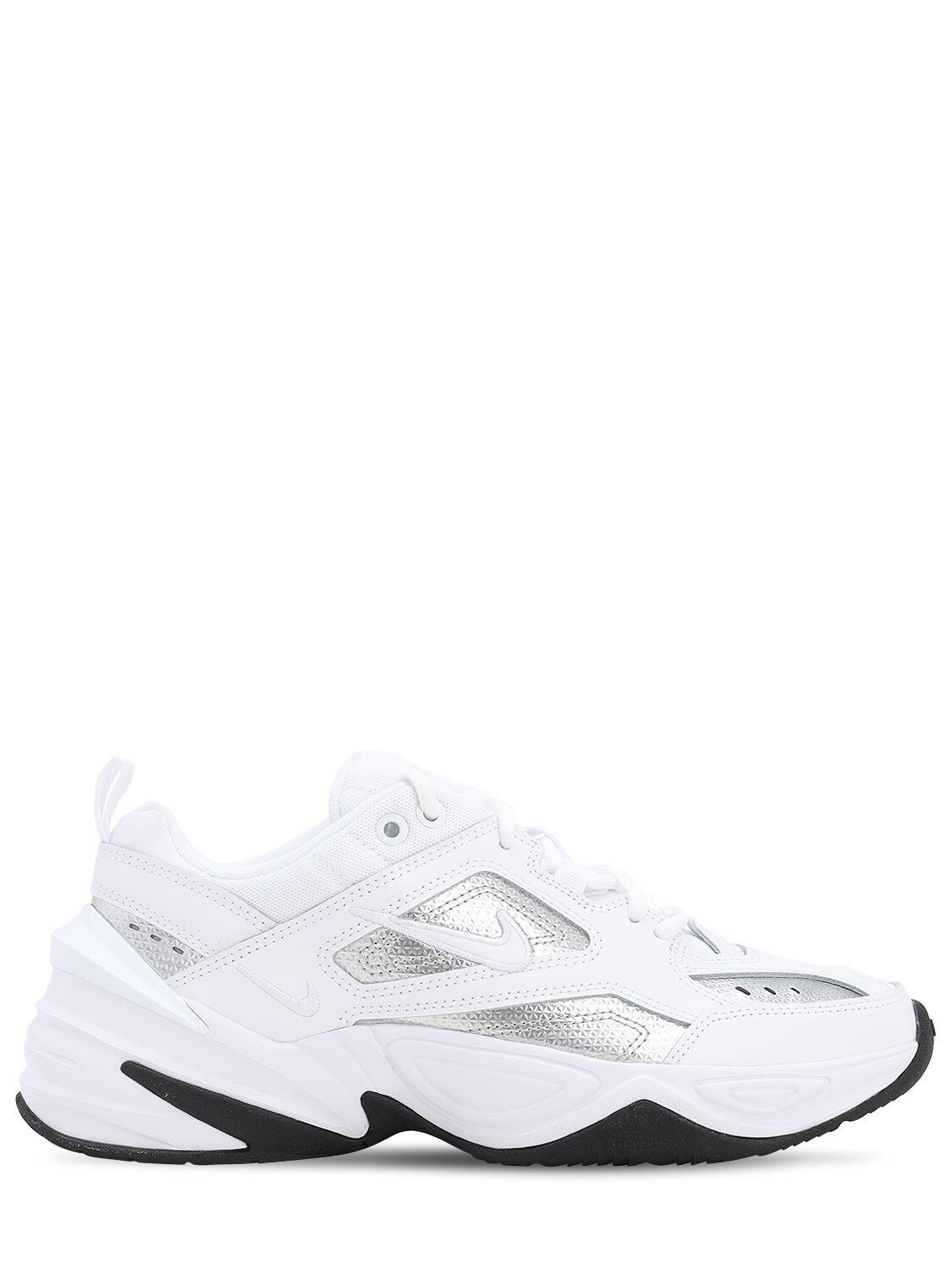 Nike Leather White & Silver M2k Tekno Trainers | Lyst
