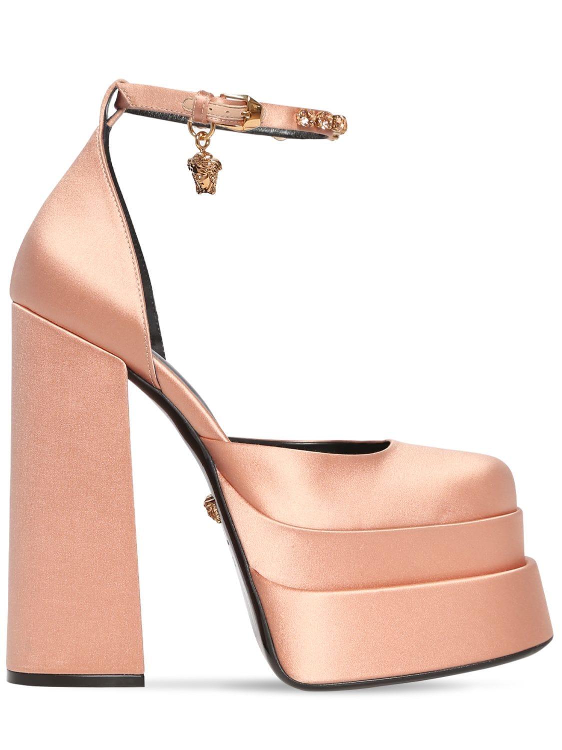 155mm platform satin pumps