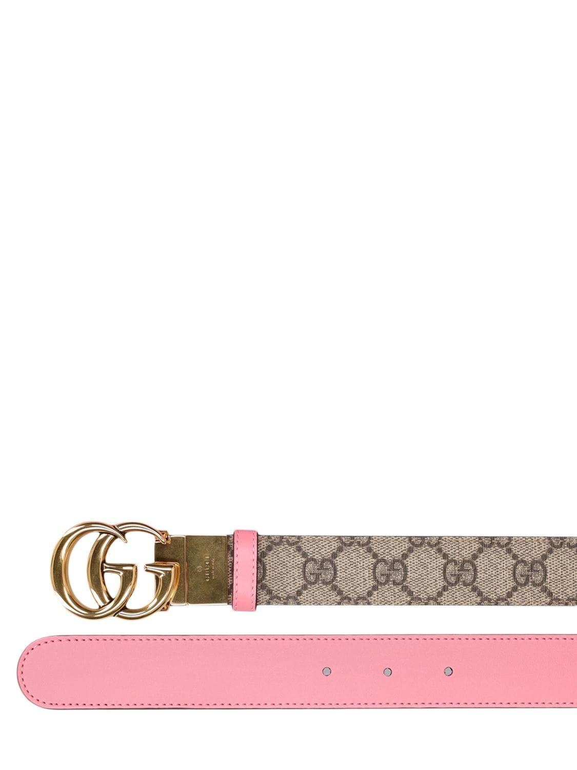 Gucci Interlocking GG Reversible Black/Pink Leather Belt with Gold-Tone  Buckle (38 US / 95 IT) at  Women's Clothing store