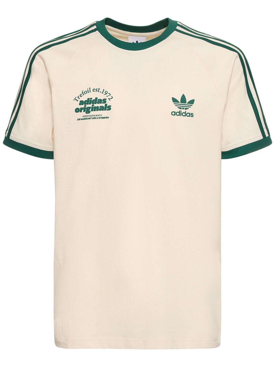 adidas Originals 3 stripe Tech T shirt in Natural for Men Lyst UK