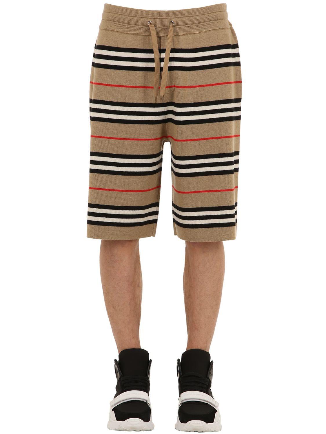 Burberry Striped Merino Wool Drawstring Shorts in Beige (Natural 