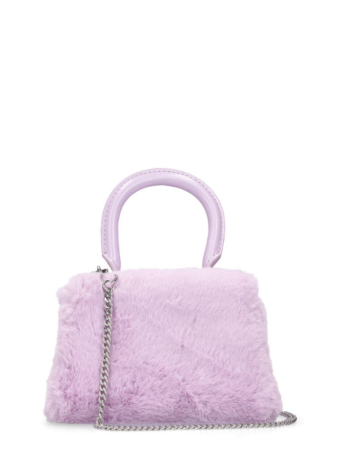 Self-Portrait - Pink Faux Fur Fluffy Bow Shoulder Bag