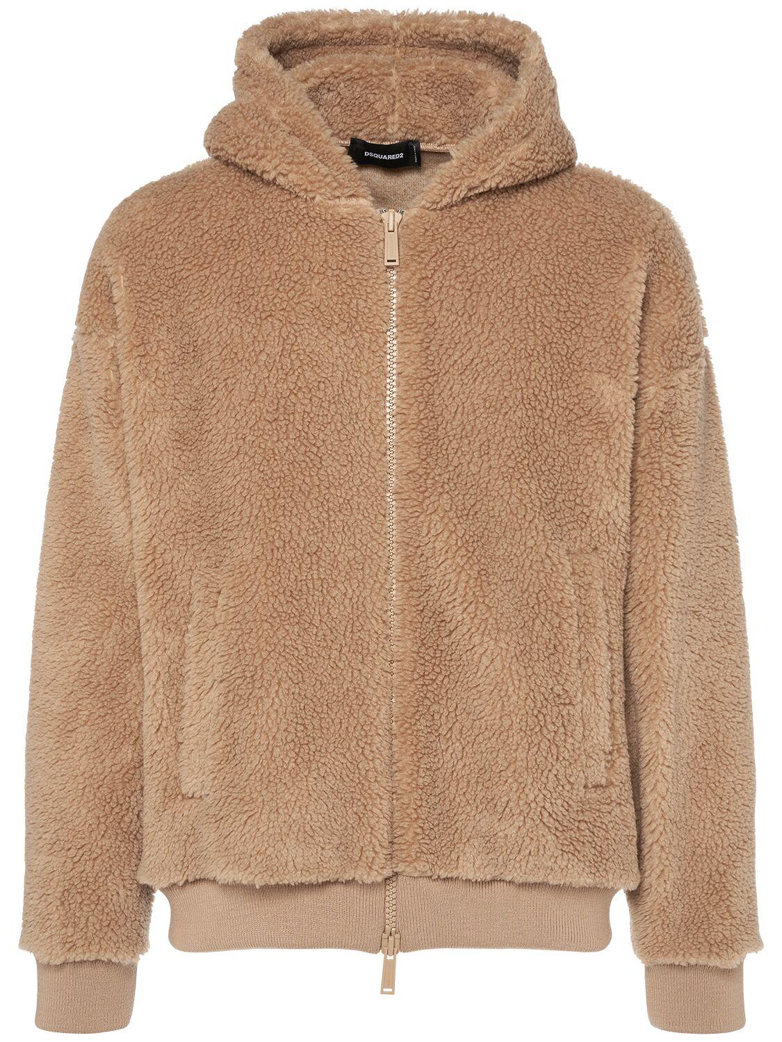 DSquared Relax Fit Zipped Teddy Hoodie in Natural for Men Lyst UK