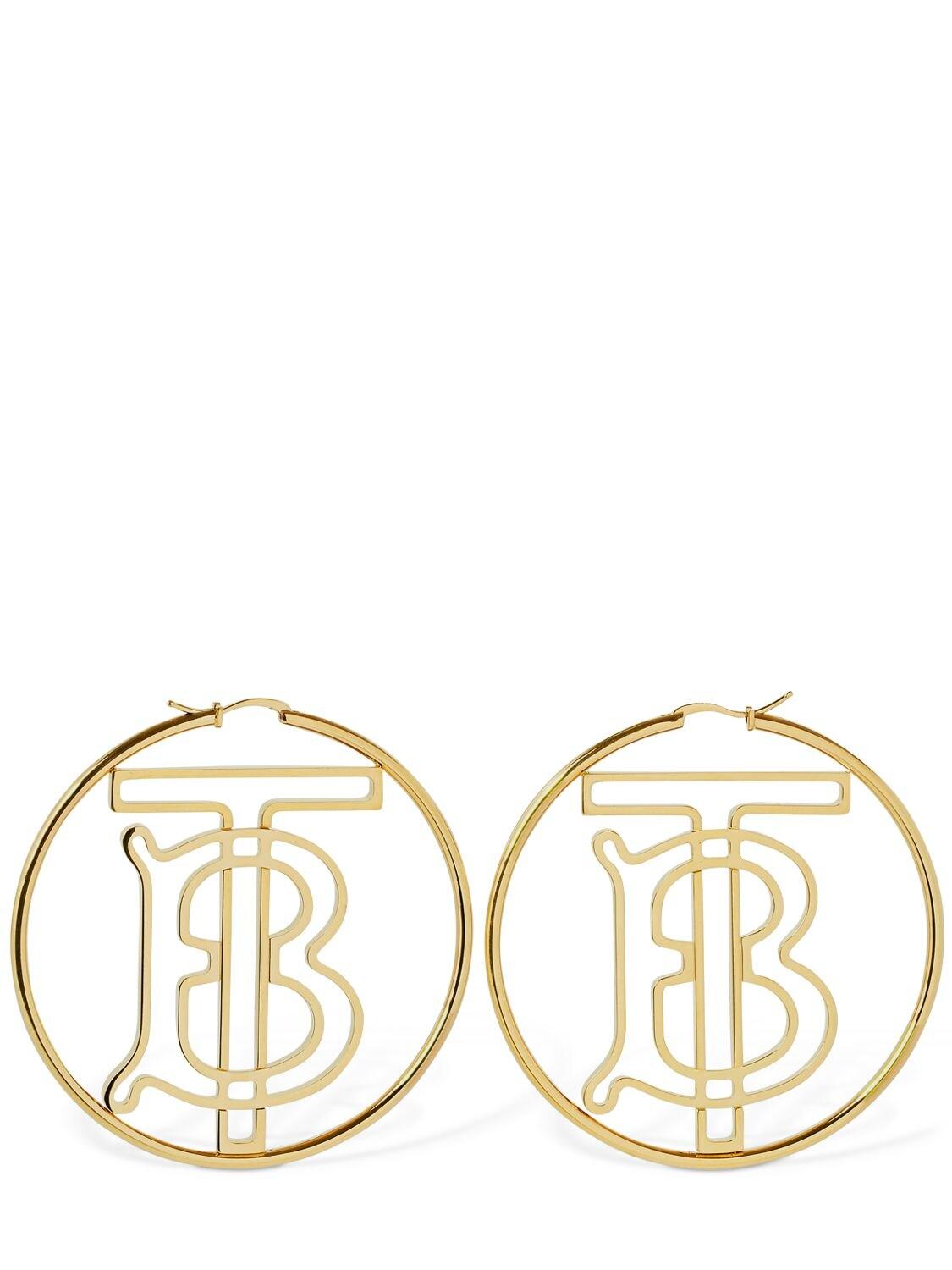Burberry Tb Logo Hoop Earrings in Natural Lyst UK