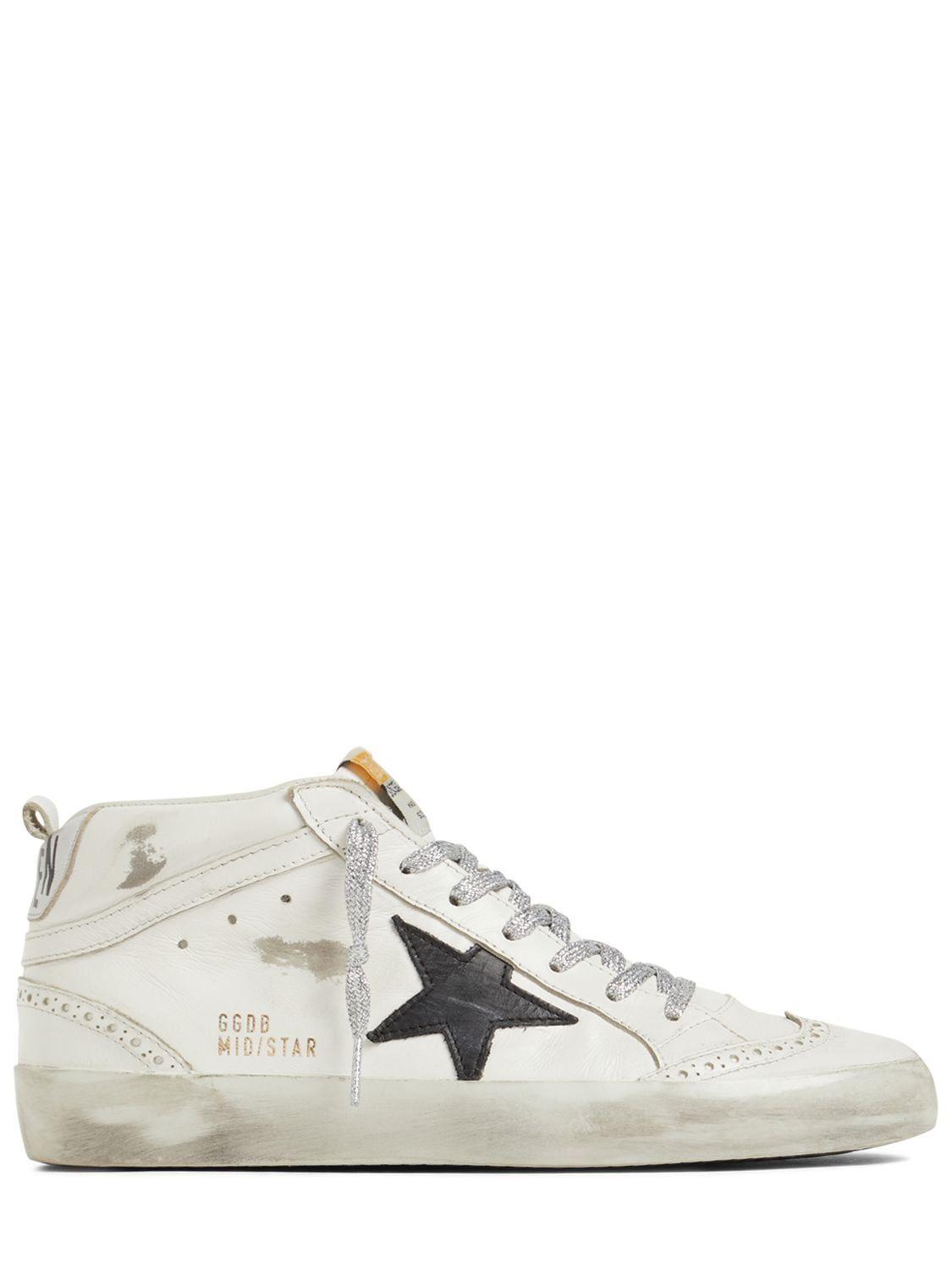 Golden Goose 20mm Mid Star Leather Sneakers in White | Lyst