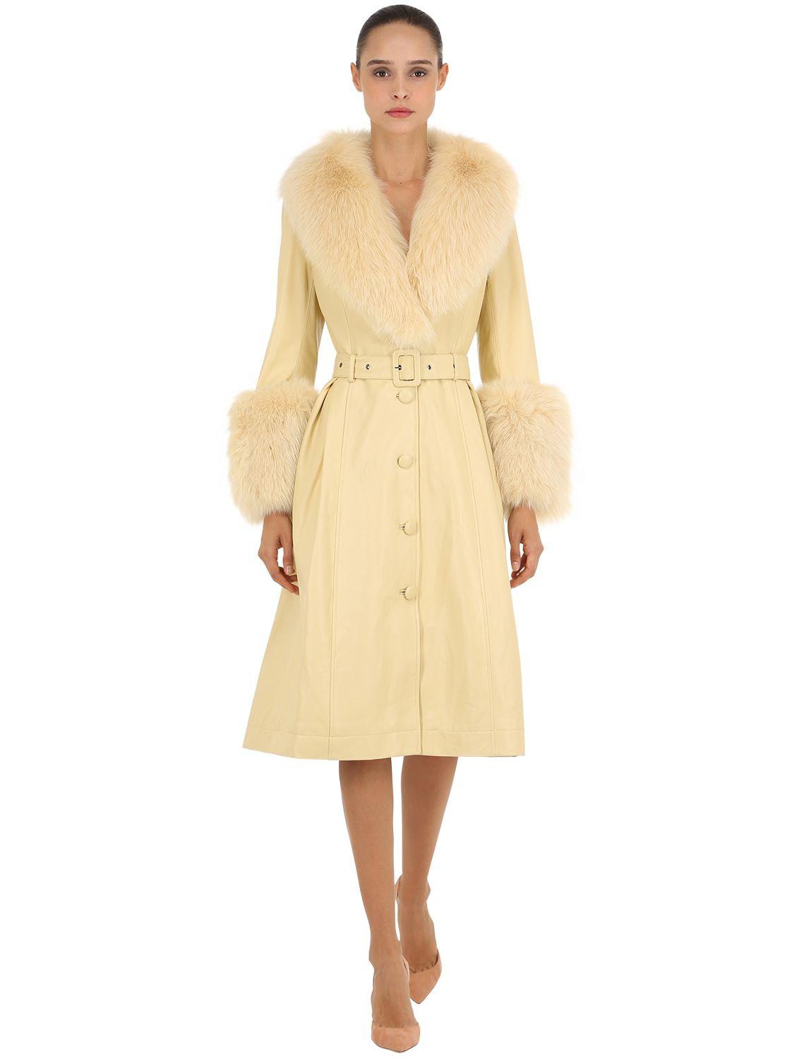 Lyst - Saks Potts Foxy Leather Coat W/ Fox Fur in Yellow
