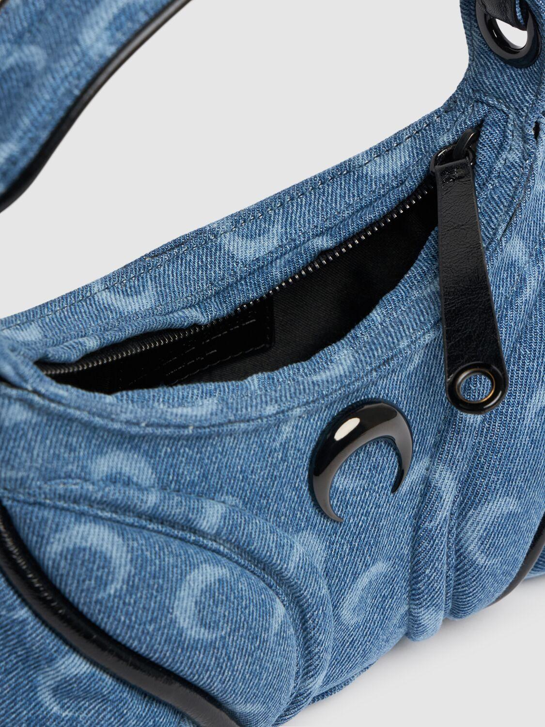 Marine Serre Moon Laser Futura Denim Mini Bag in Blue | Lyst