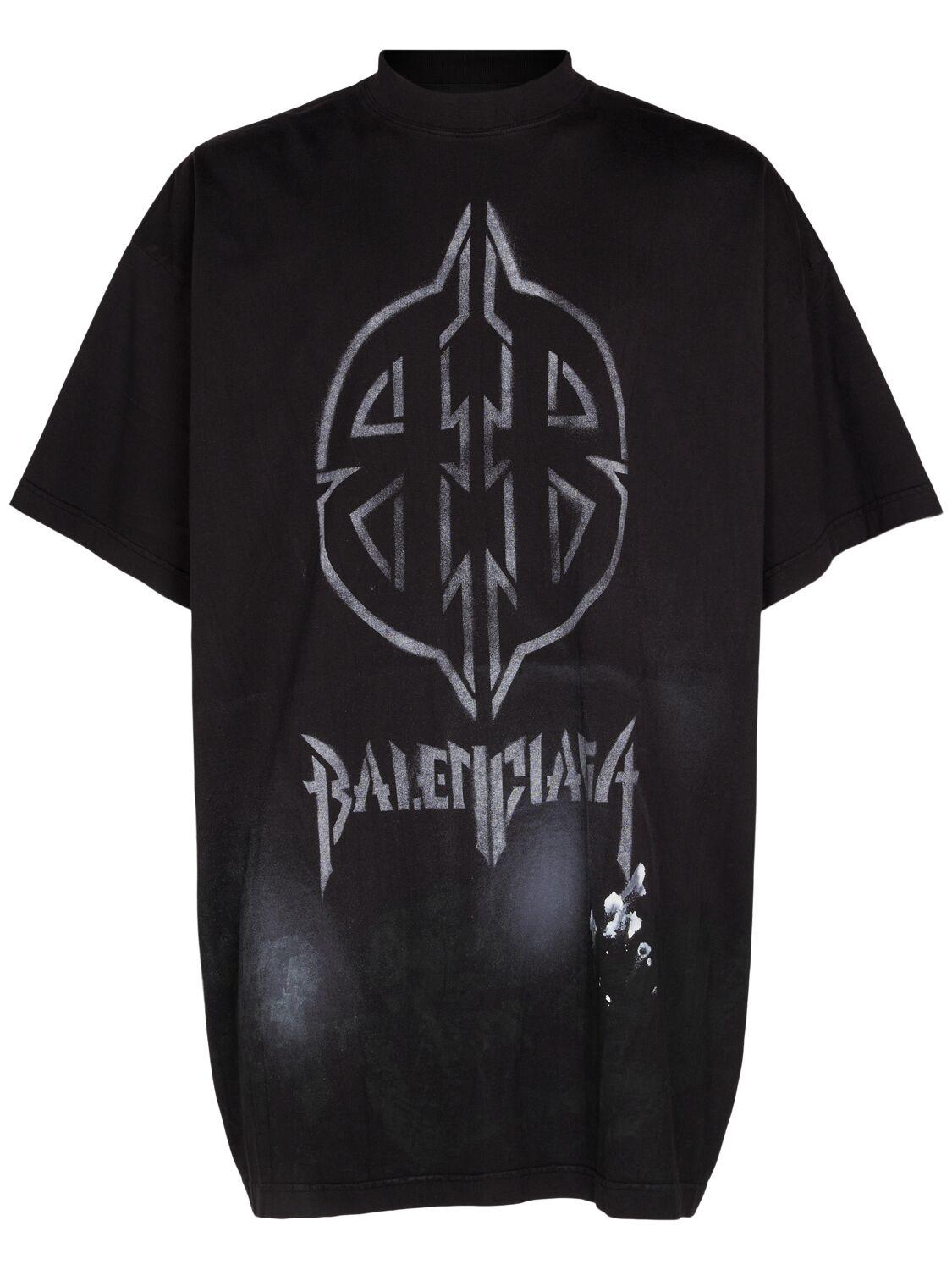 Balenciaga メンズ ブラック Metal Bb Stencil Vintage コットンt 