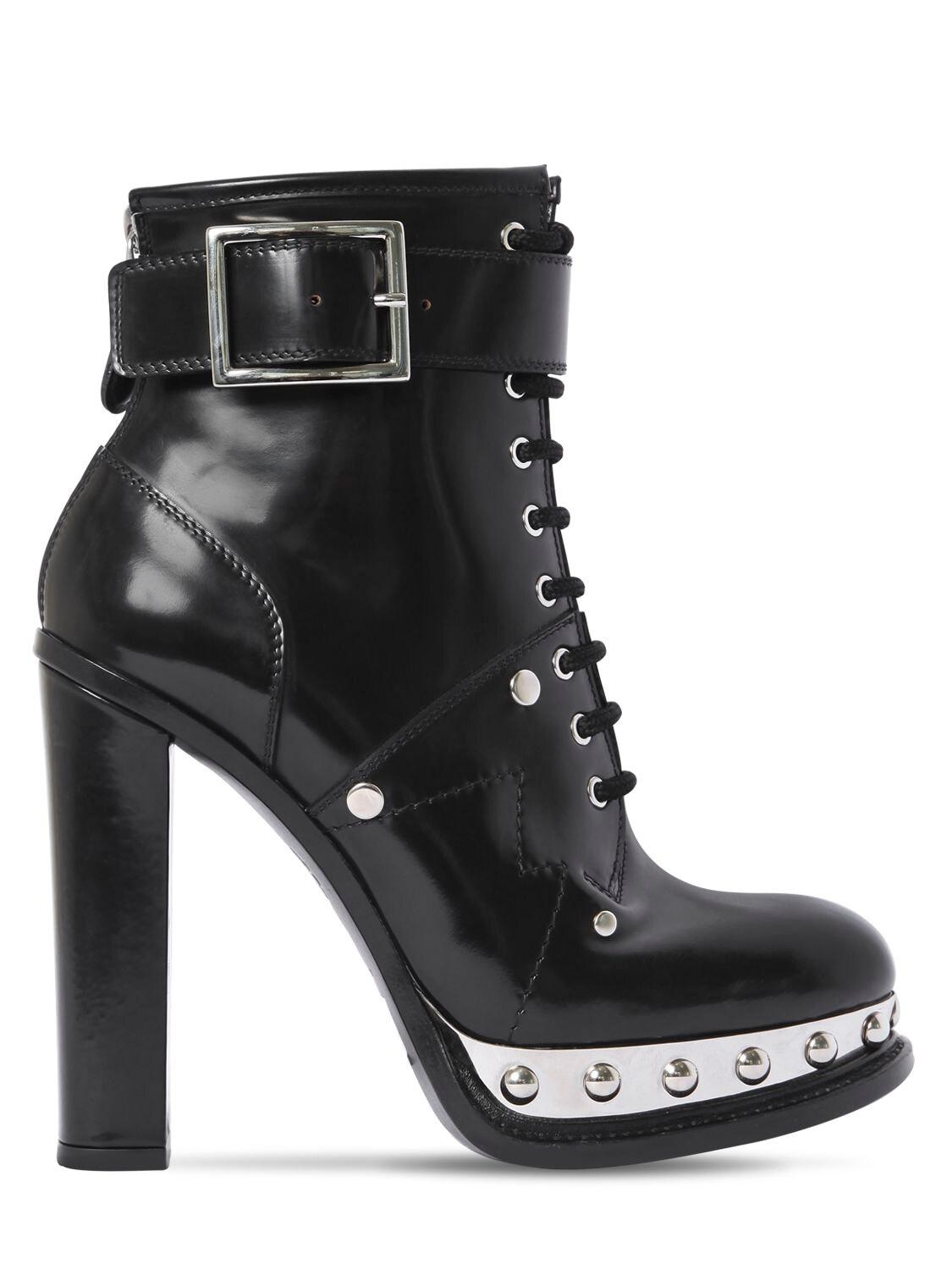Alexander McQueen 125mm Studded Leather Ankle Boots in Black - Lyst