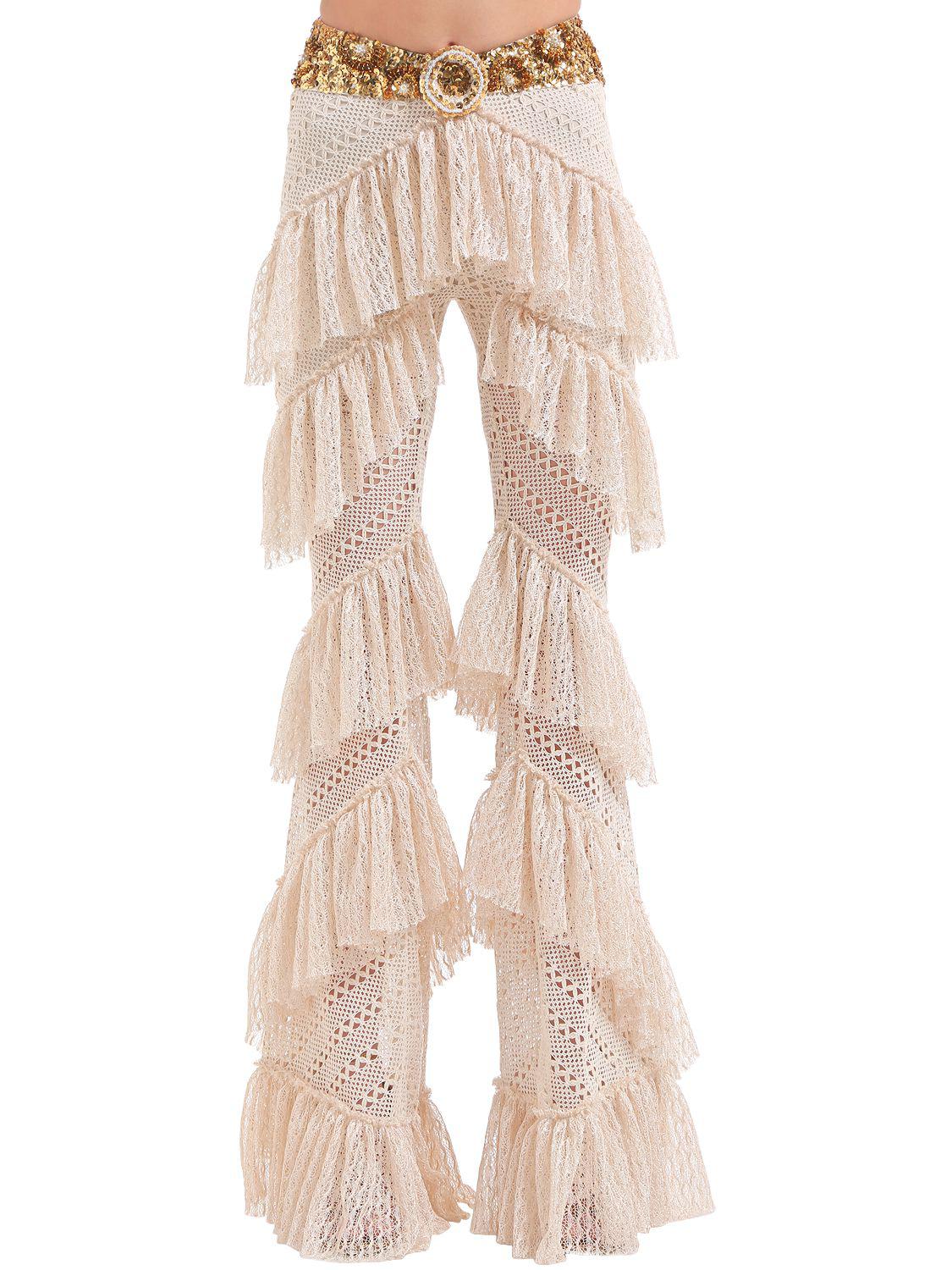 RAISA \u0026 VANESSA Ruffled Lace Pants W 