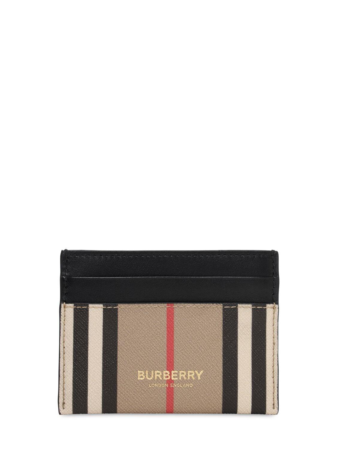 Burberry Sandon Icon Stripe Canvas Card Holder in Black | Lyst