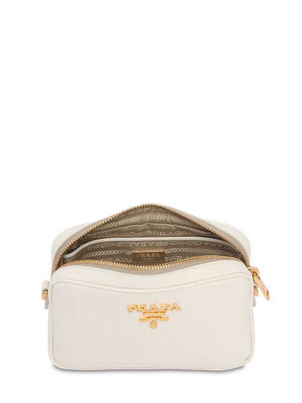 Prada Saffiano Leather Camera Bag in White - Lyst