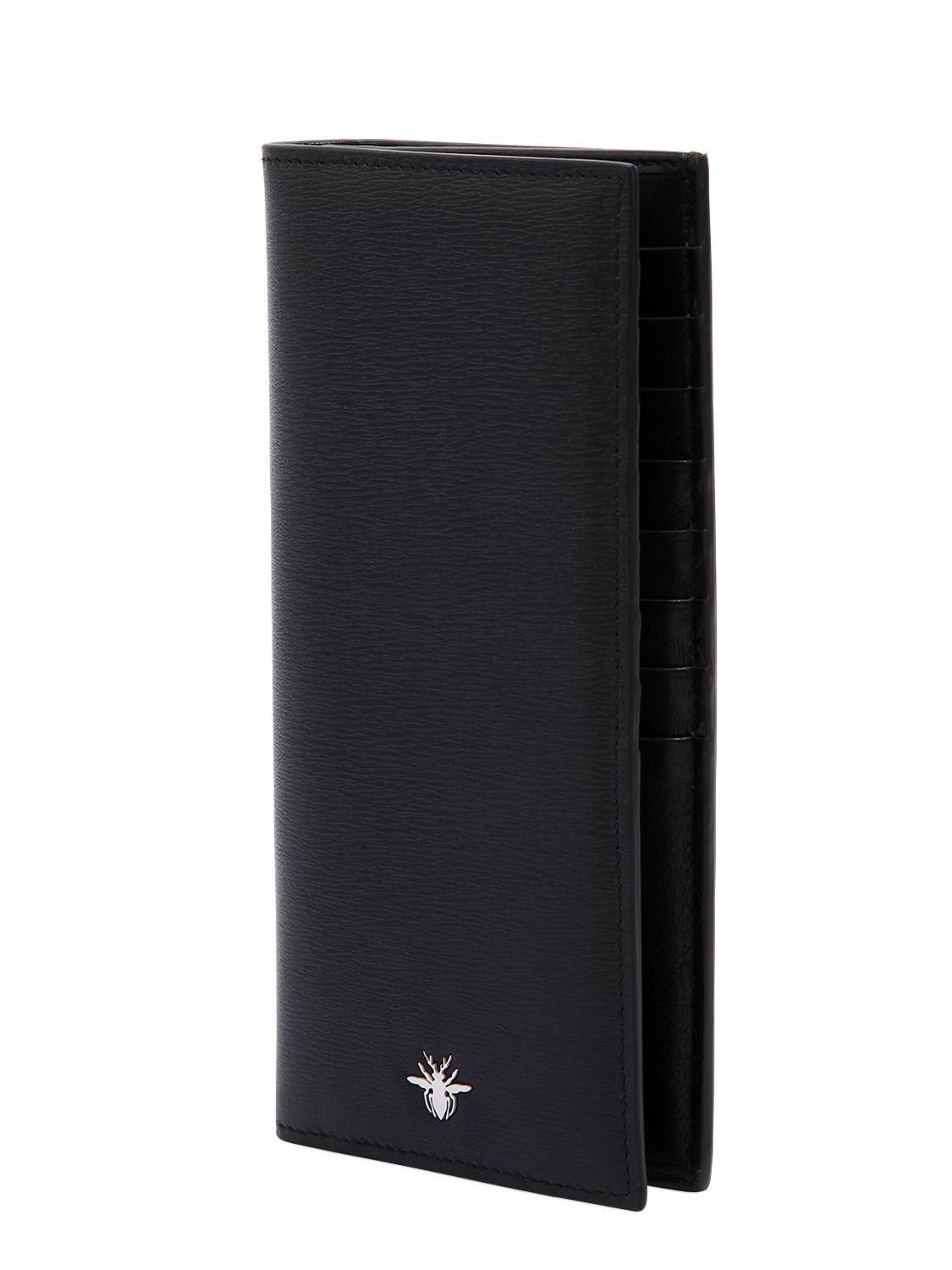 Dior Homme Bee Detail Leather Vertical Wallet in Black for Men - Lyst