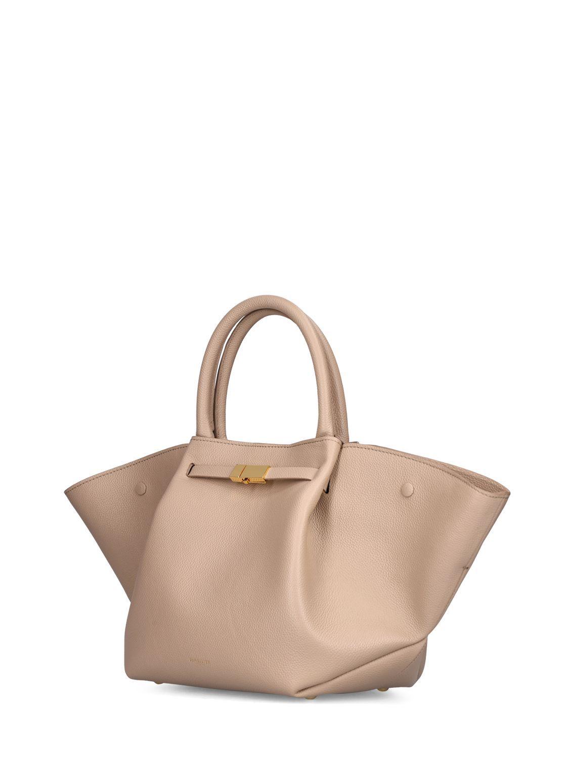 Demellier | The New York Large Bucket in Taupe Small Grain | Leather Shoulder Bag