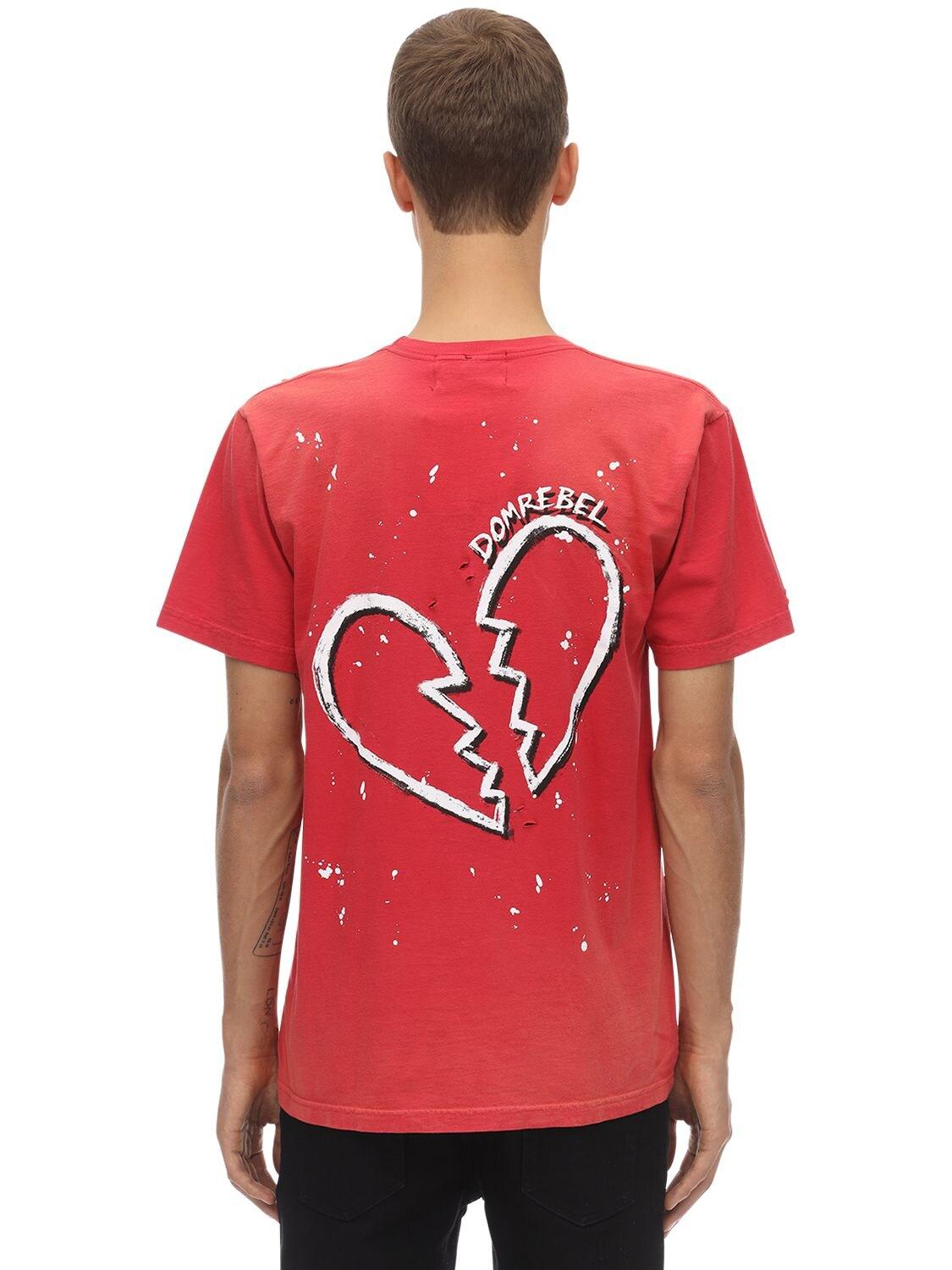 DOMREBEL L'amour Destroyed Cotton Jersey T-shirt in Red for Men - Lyst
