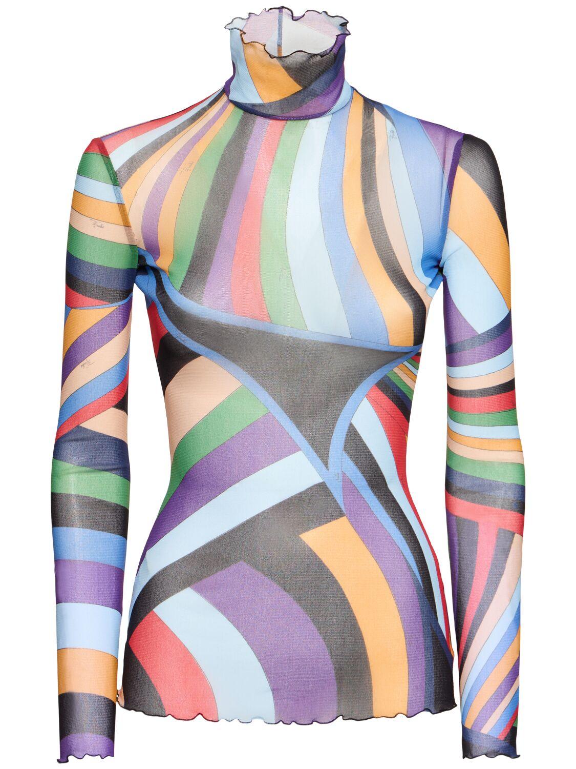Emilio Pucci レディース ブルー シアートップ トップス
