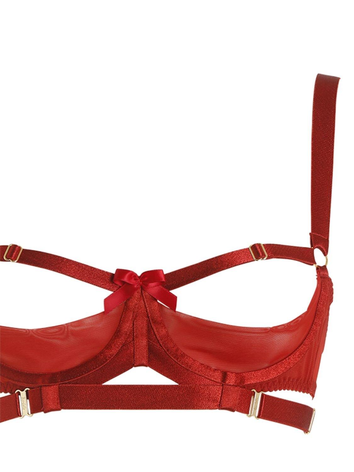 Bordelle Gia Elastic Satin Shelf Bra in Red - Lyst