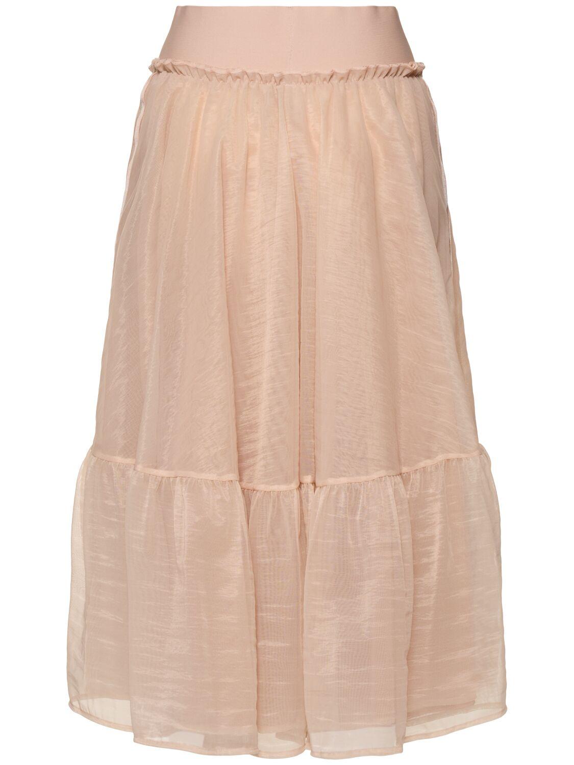 adidas Originals Logo Waistband Tulle Maxi Skirt in Natural