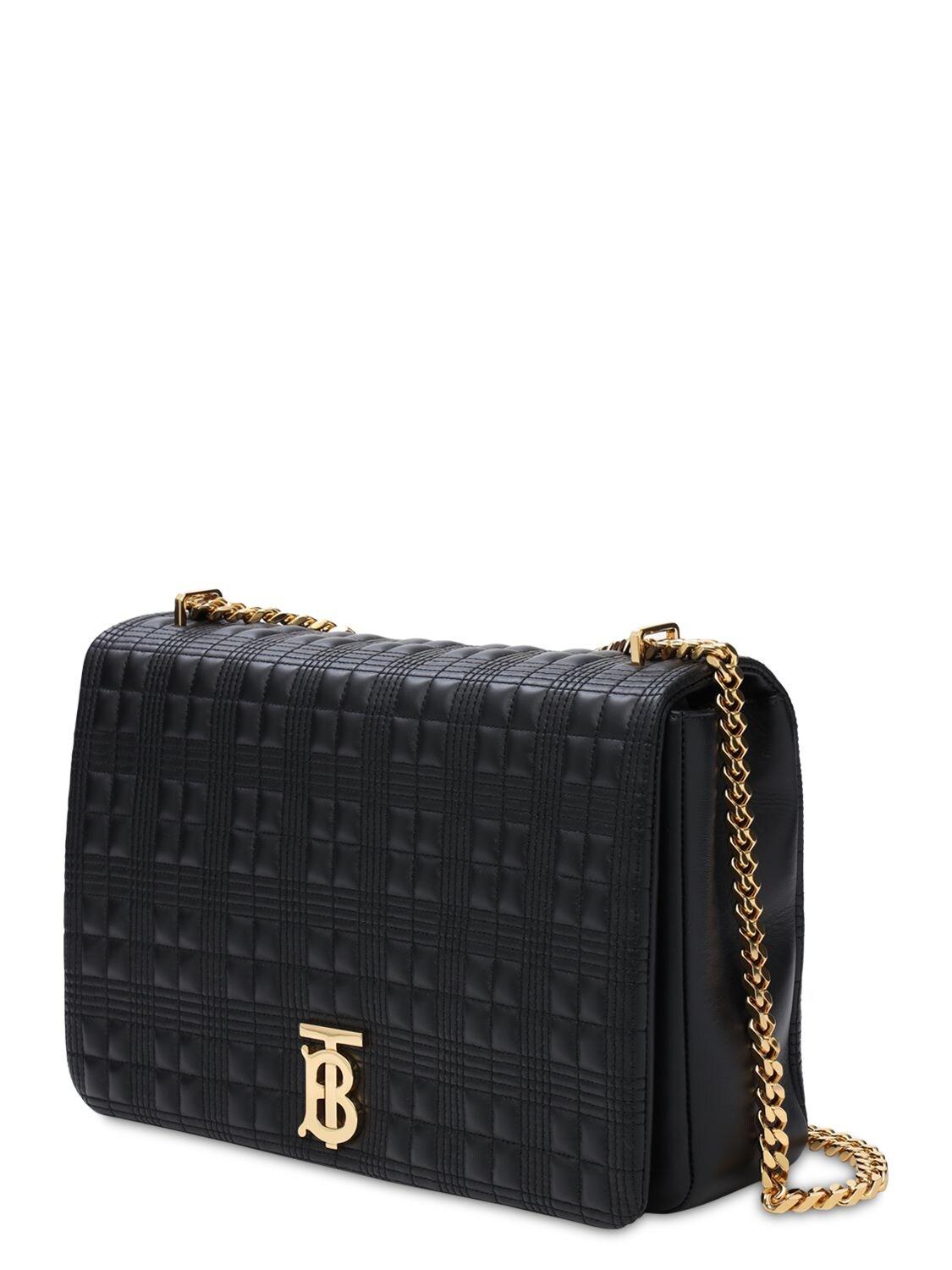 Burberry Xl Lola Leather Shoulder Bag in Black | Lyst