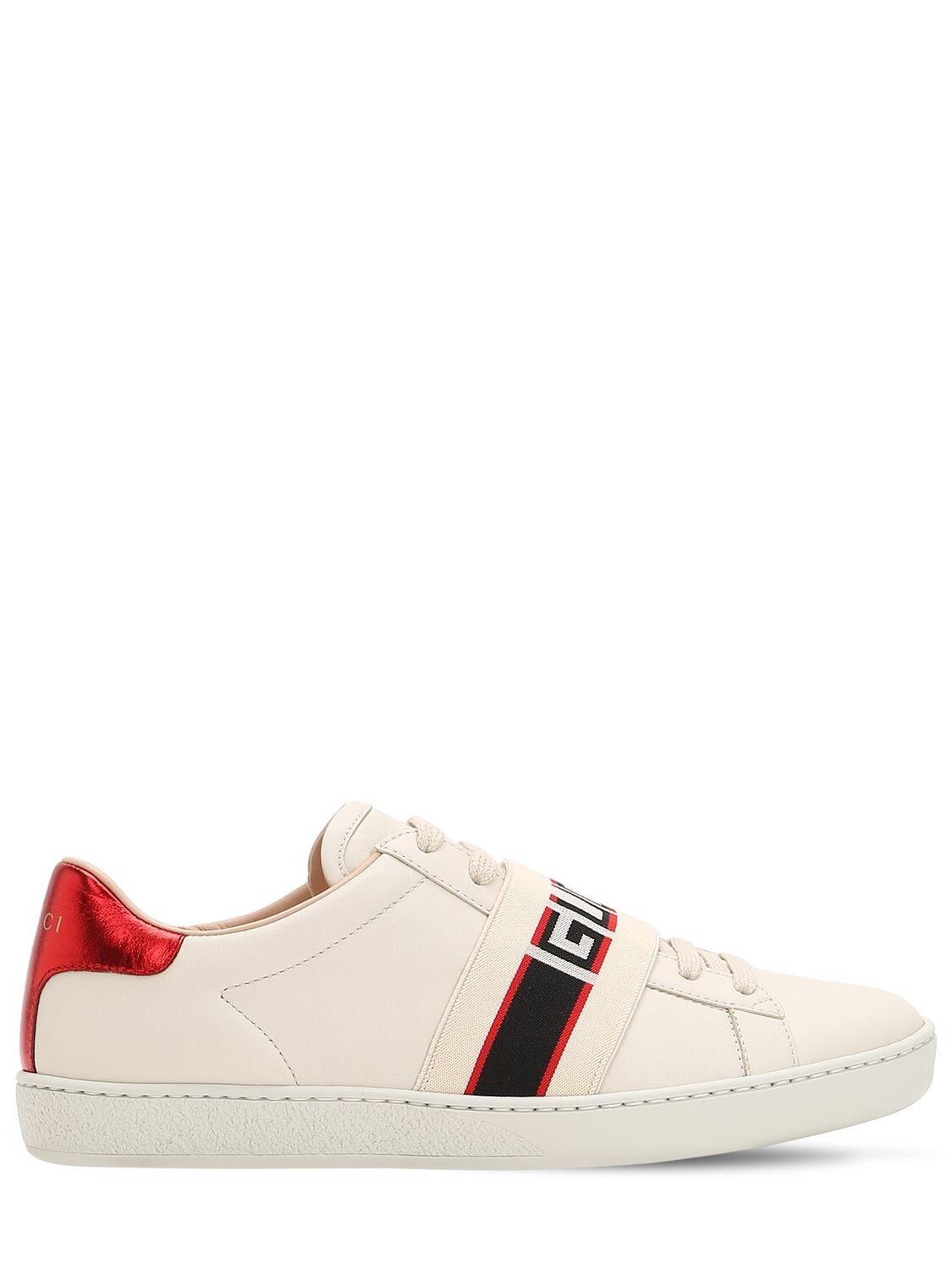 Gucci Leather Ace Sneaker With Stripe 