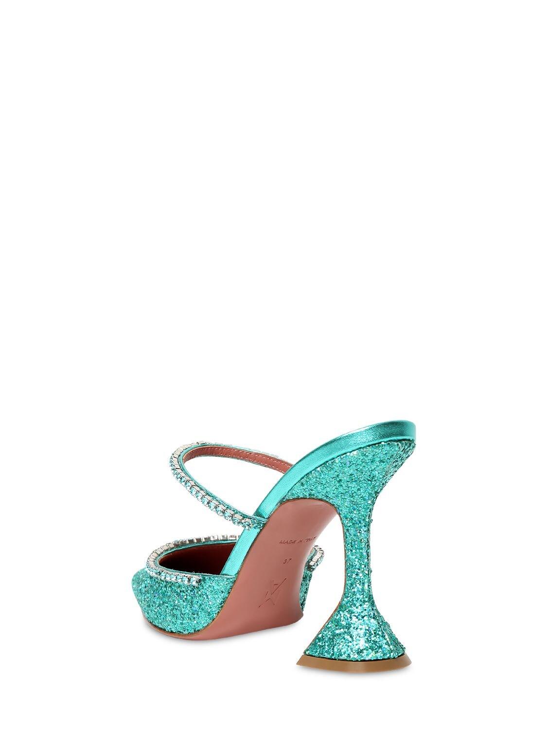 amina muaddi blue heel