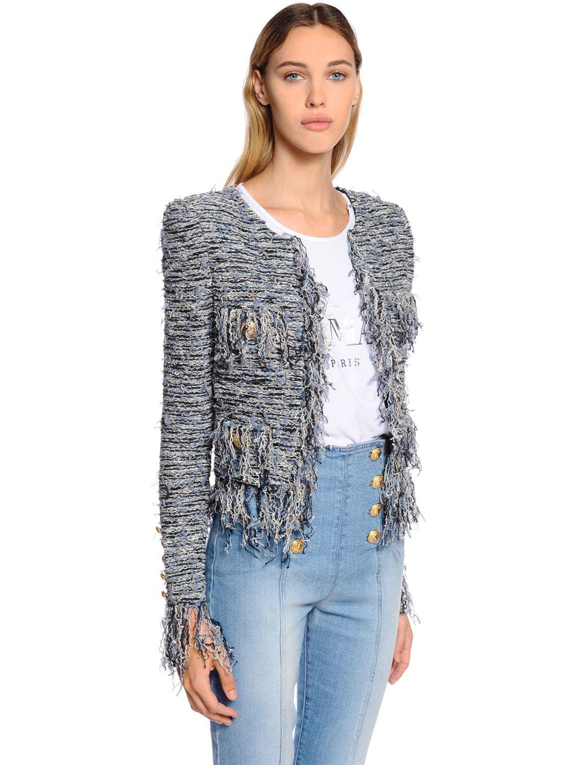 balmain fringe jacket