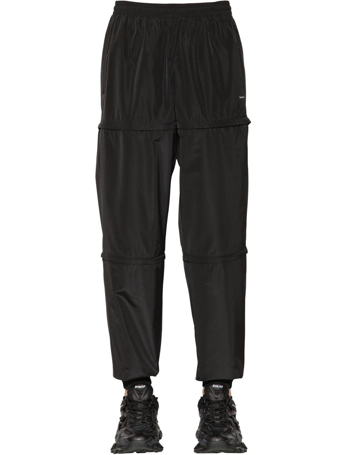 Balenciaga Synthetic Logo Nylon Pants W/zips in Black for Men - Lyst
