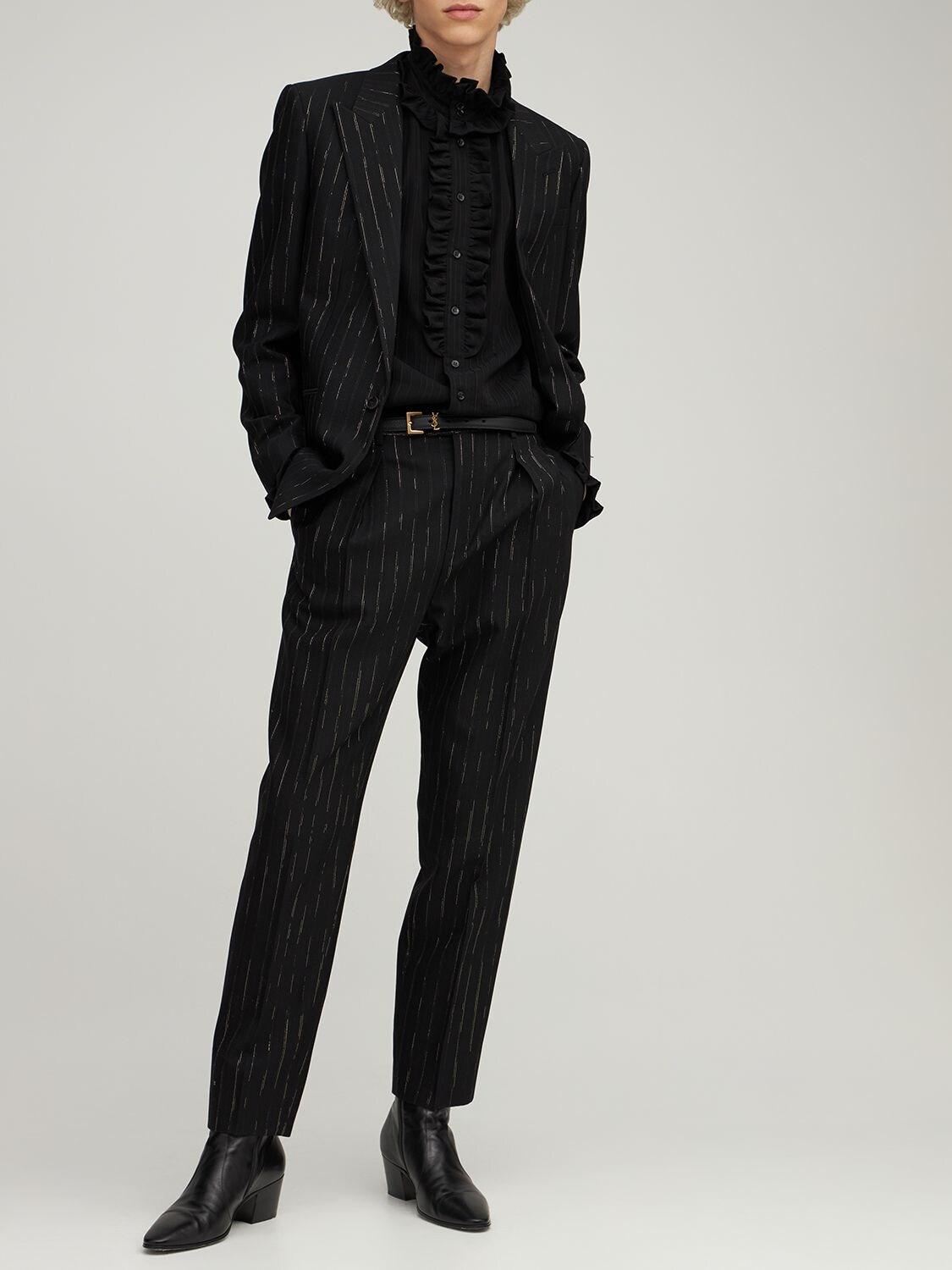 Saint Laurent Victorian Silk Shirt W/ Ruffles in Black for Men | Lyst