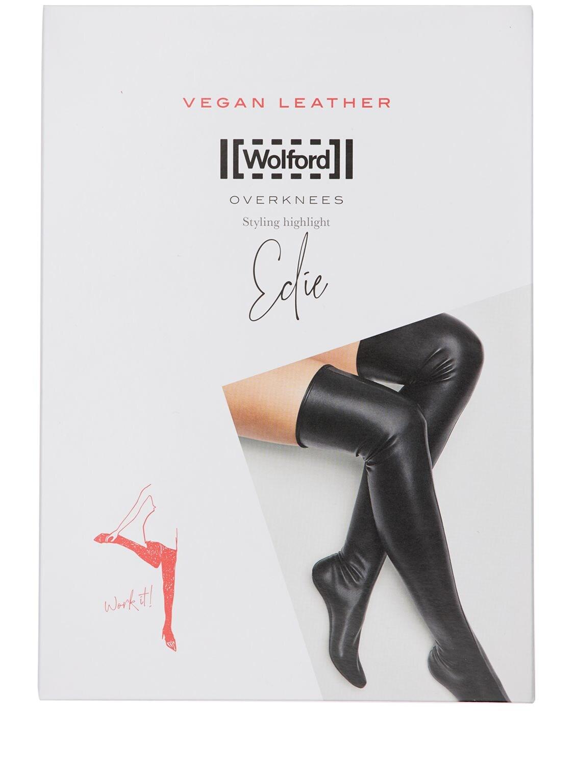 Wolford Edie Black Faux Leather Over-the-knee Socks | Lyst