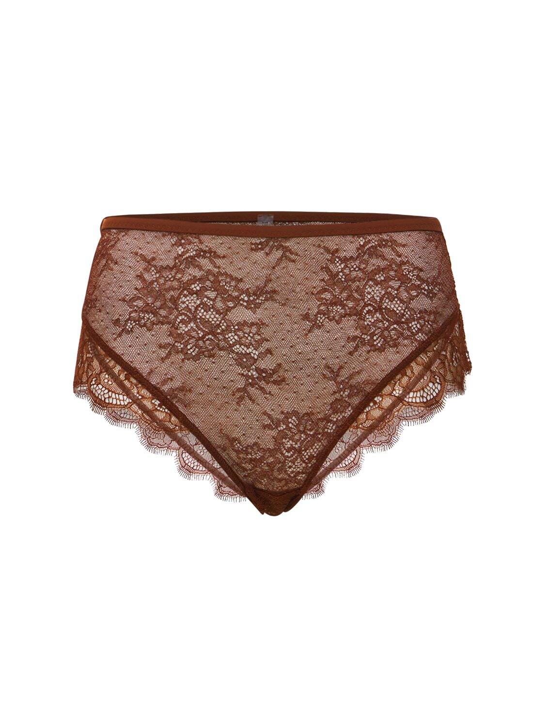 Love Stories Rosita High Rise Lace Briefs in Brown - Lyst